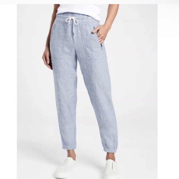 Athleta Cabo Linen Jogger in Chambray Blue - Picture 3 of 7